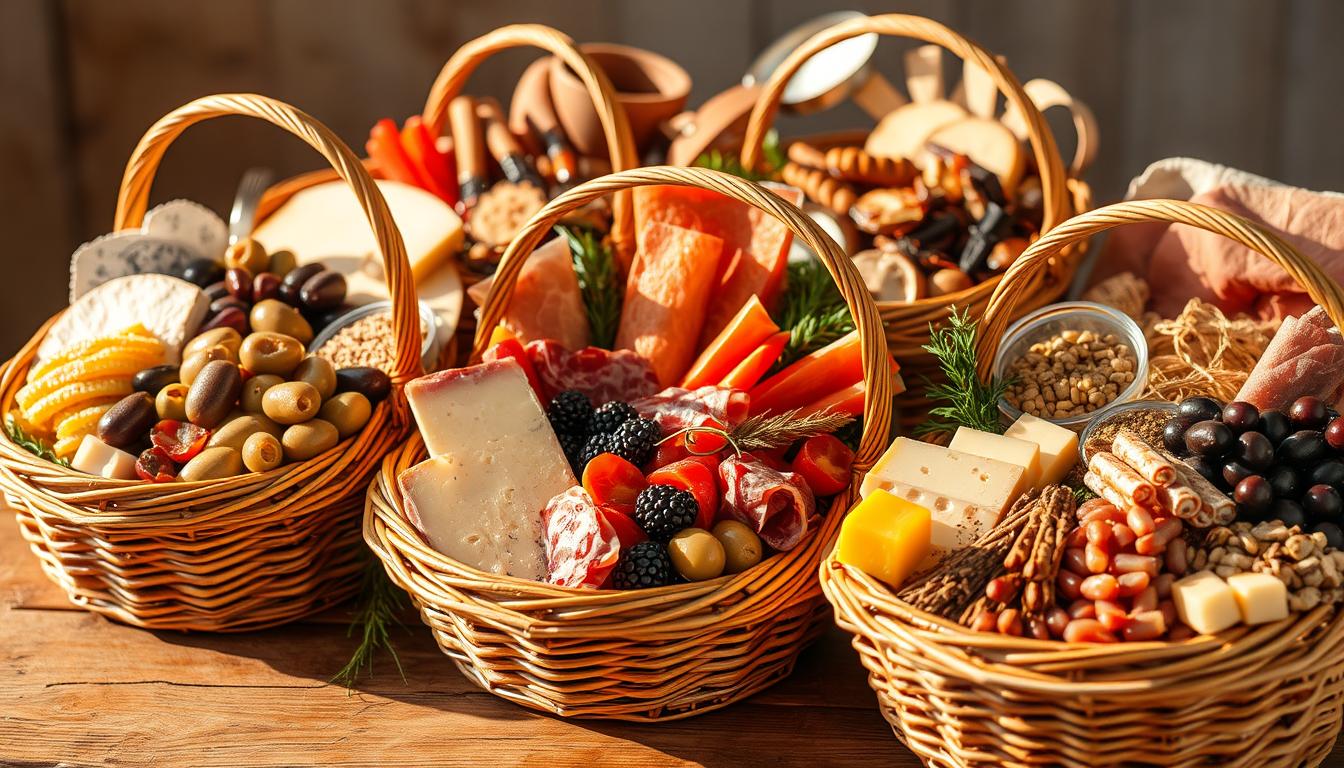 Gourmetkörbe mit kuratierten Feinkostprodukte