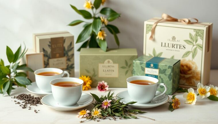 Teepräsente mit aromatischen Sorten aus traditionellen Anbaugebieten